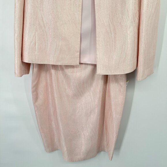 Kasper Women's 3PC Pink Skirt Suit jacket tank sparkle size 14 petite new $250 - Picture 5 of 13